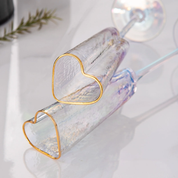 Heart Shaped Champagne Flute | Gold Rim Stemmed Glass Celebrations-Glass-Homefinn