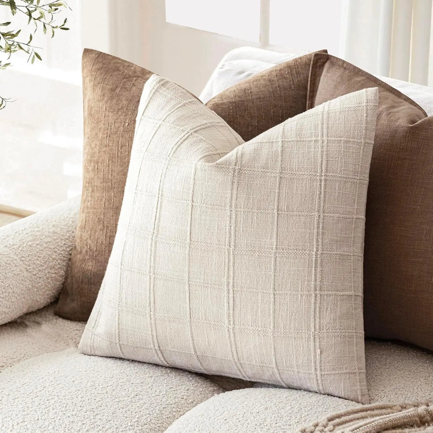 Boho Cushion Cover | Grid Pattern · Homefinn