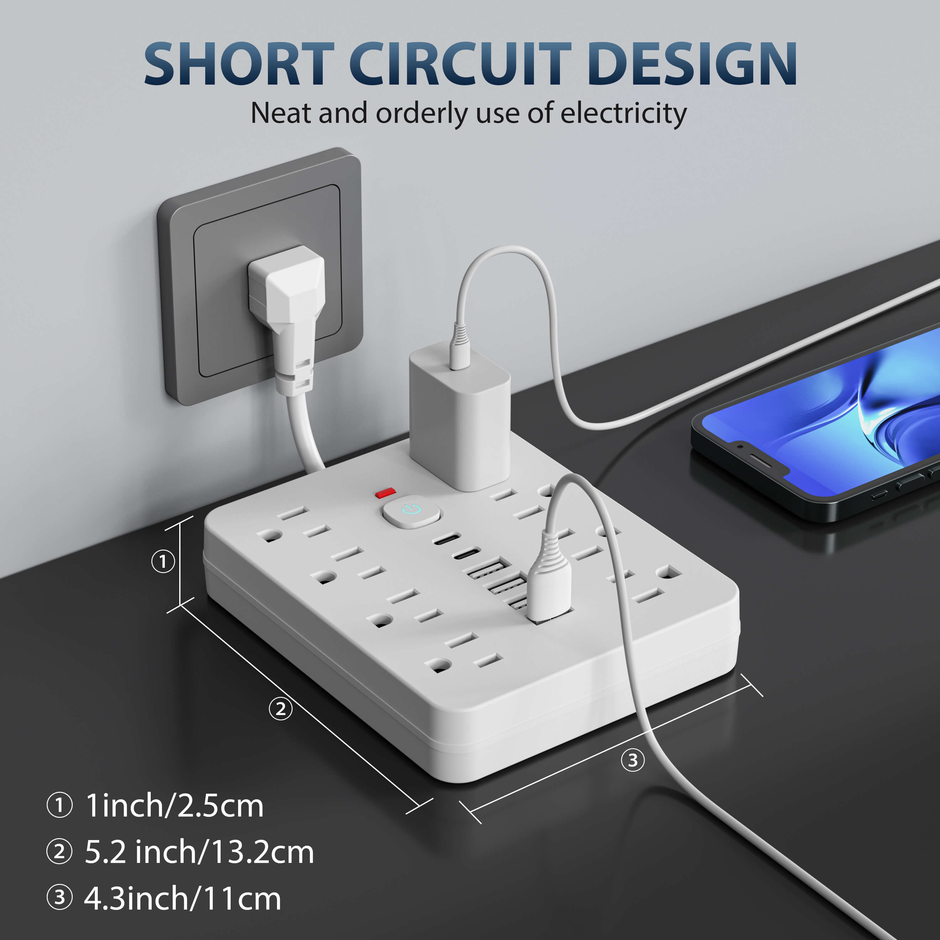 Compact Power Strip | USB Ports · Homefinn