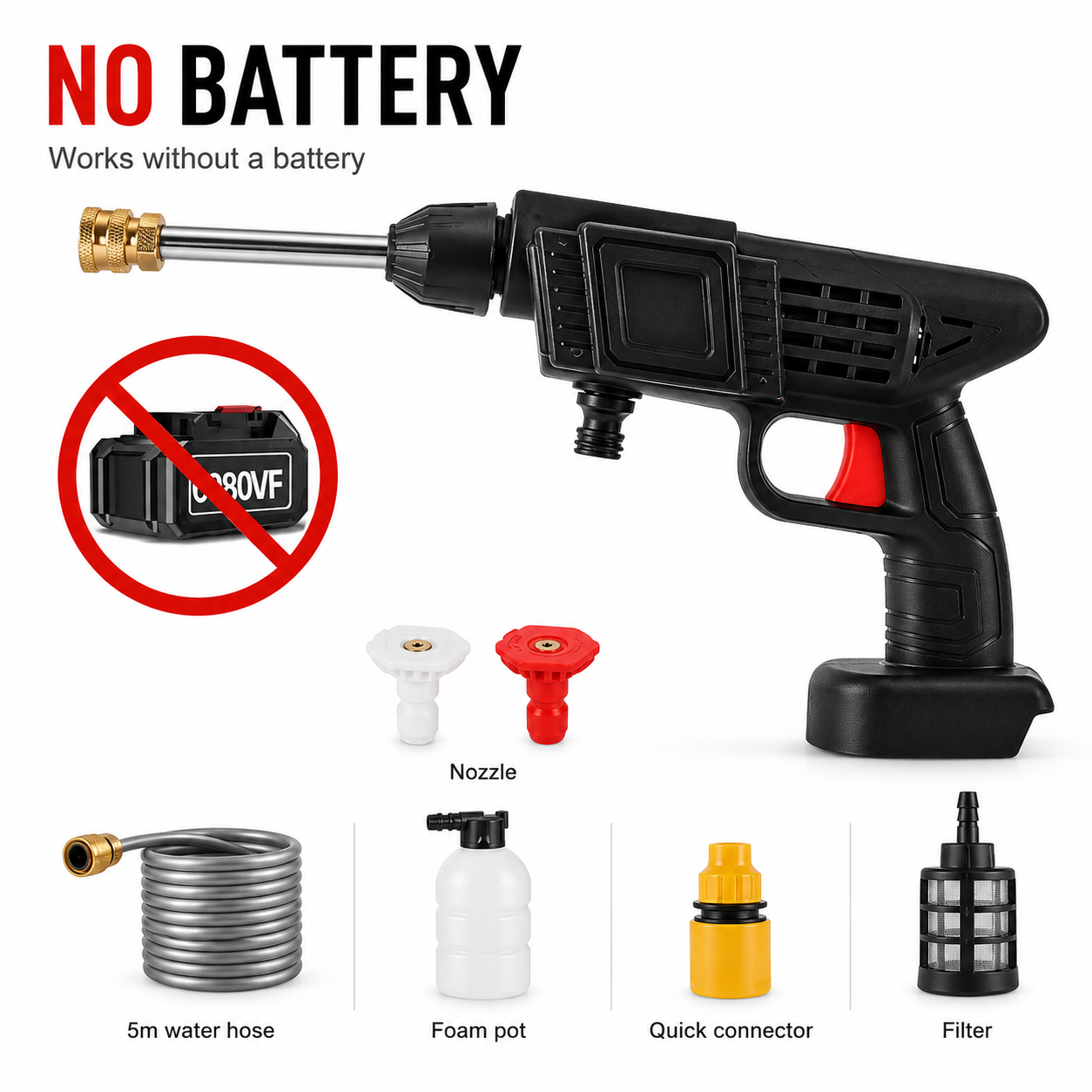 Cordless Pressure Washer | Self Priming Cleaning Gun • Homefinn