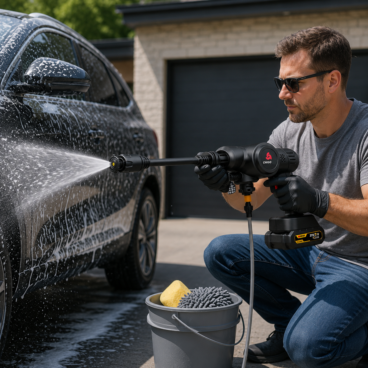 Cordless Pressure Washer | Self Priming Foam Cleaning Kit • Homefinn