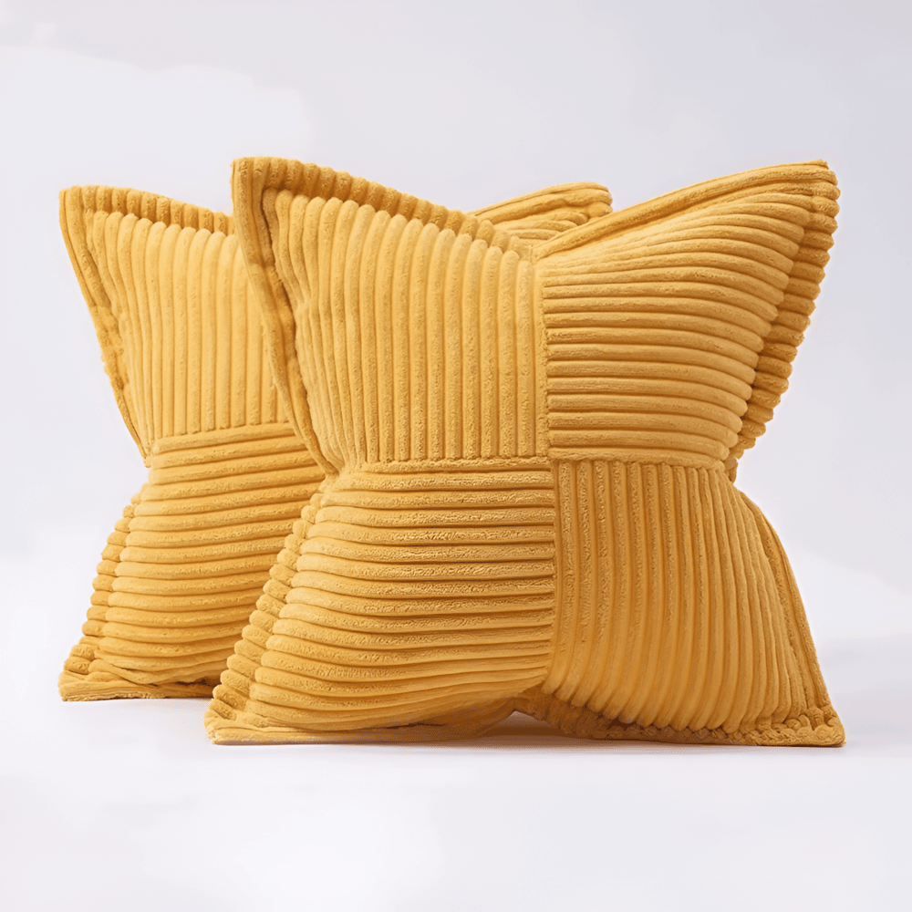 Corduroy Cushion Cover | Striped Patchwork · Homefinn