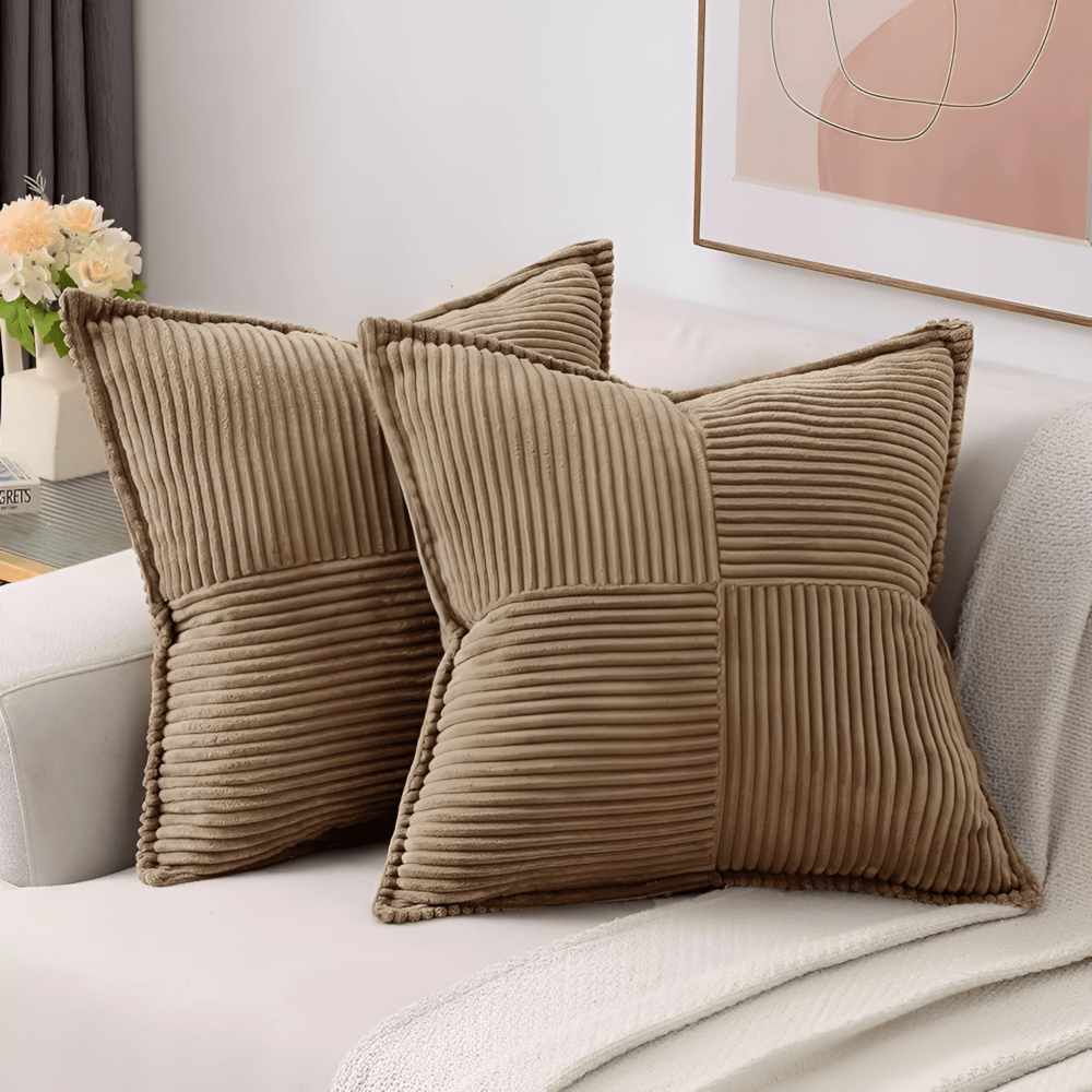 Corduroy Cushion Cover | Striped Patchwork · Homefinn