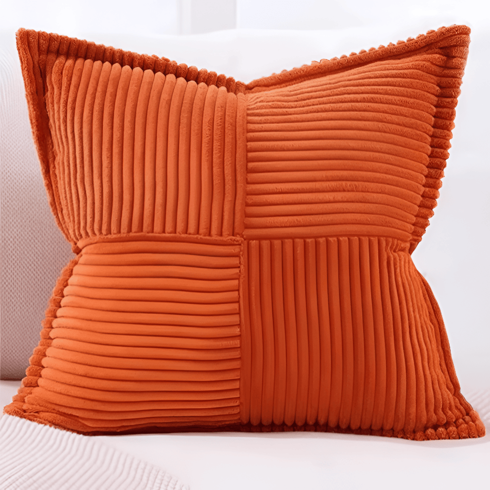 Corduroy Cushion Cover | Striped Patchwork · Homefinn