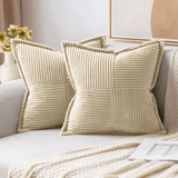 Corduroy Cushion Cover | Striped Patchwork