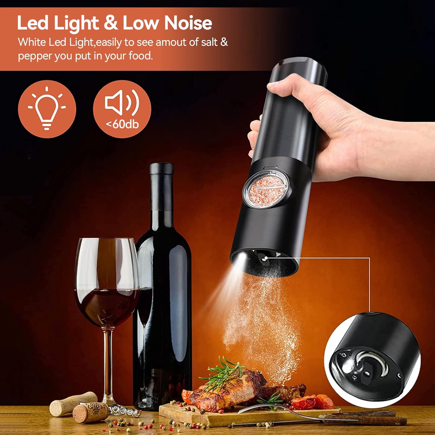 Electric Salt And Pepper Grinder Set | USB Rechargeable · Homefinn