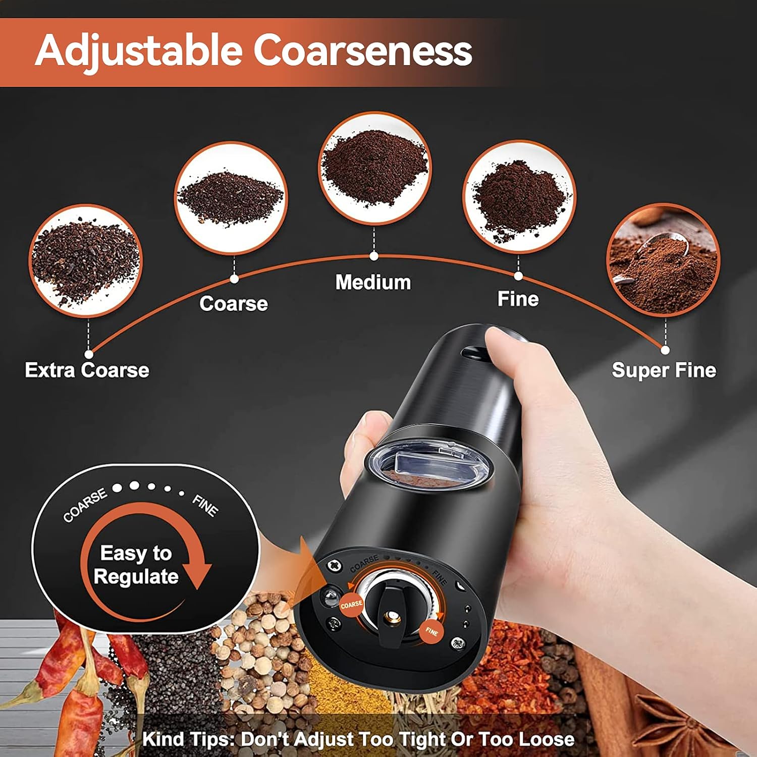 Electric Salt And Pepper Grinder Set | USB Rechargeable · Homefinn