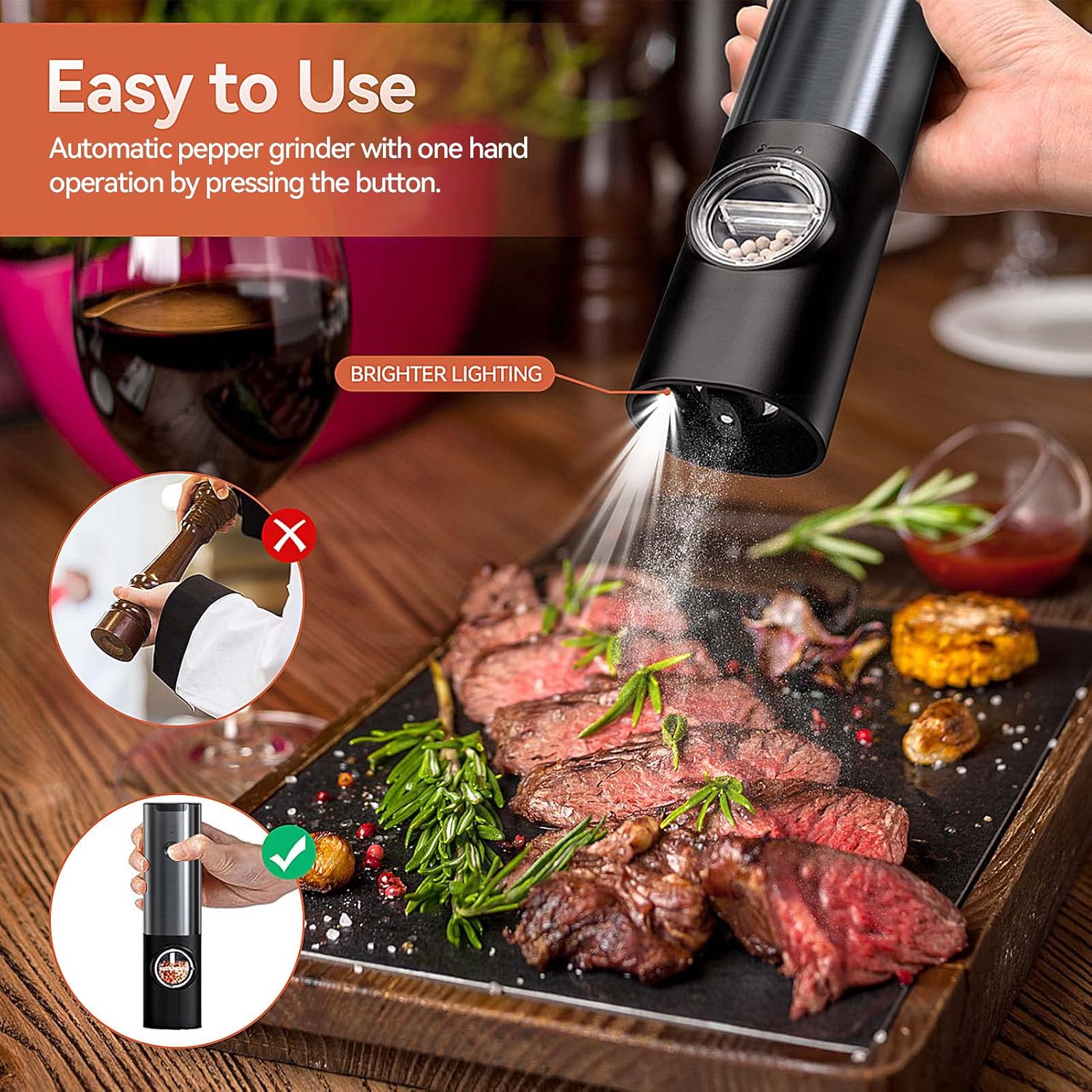 Electric Salt And Pepper Grinder Set | USB Rechargeable · Homefinn