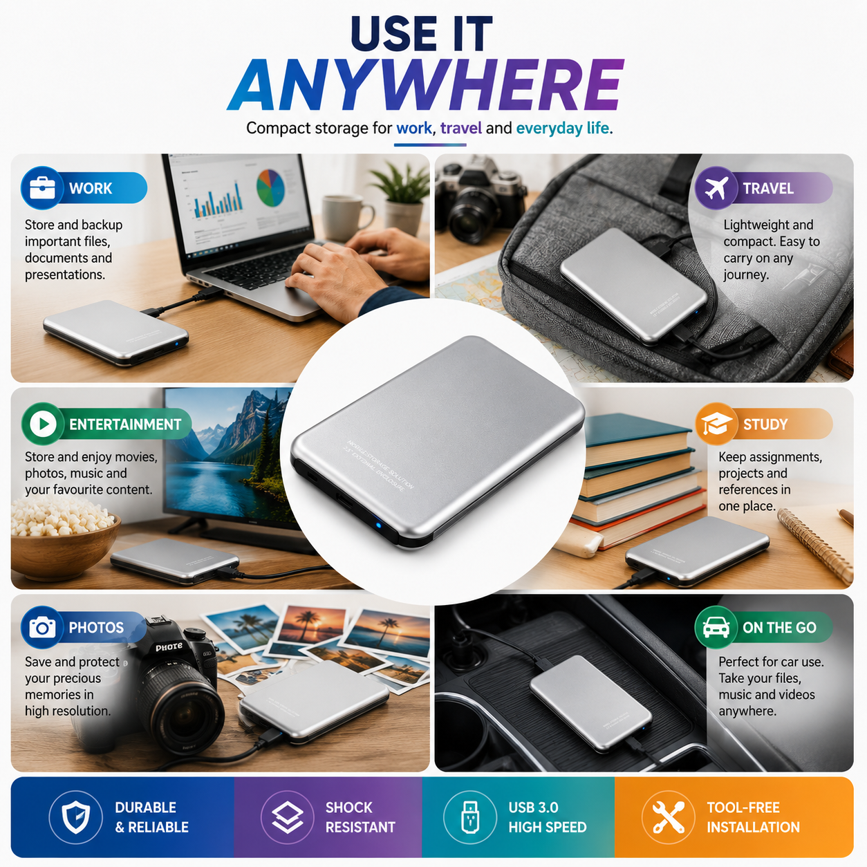 External Hard Drive Portable | Compact Storage Drive • Homefinn