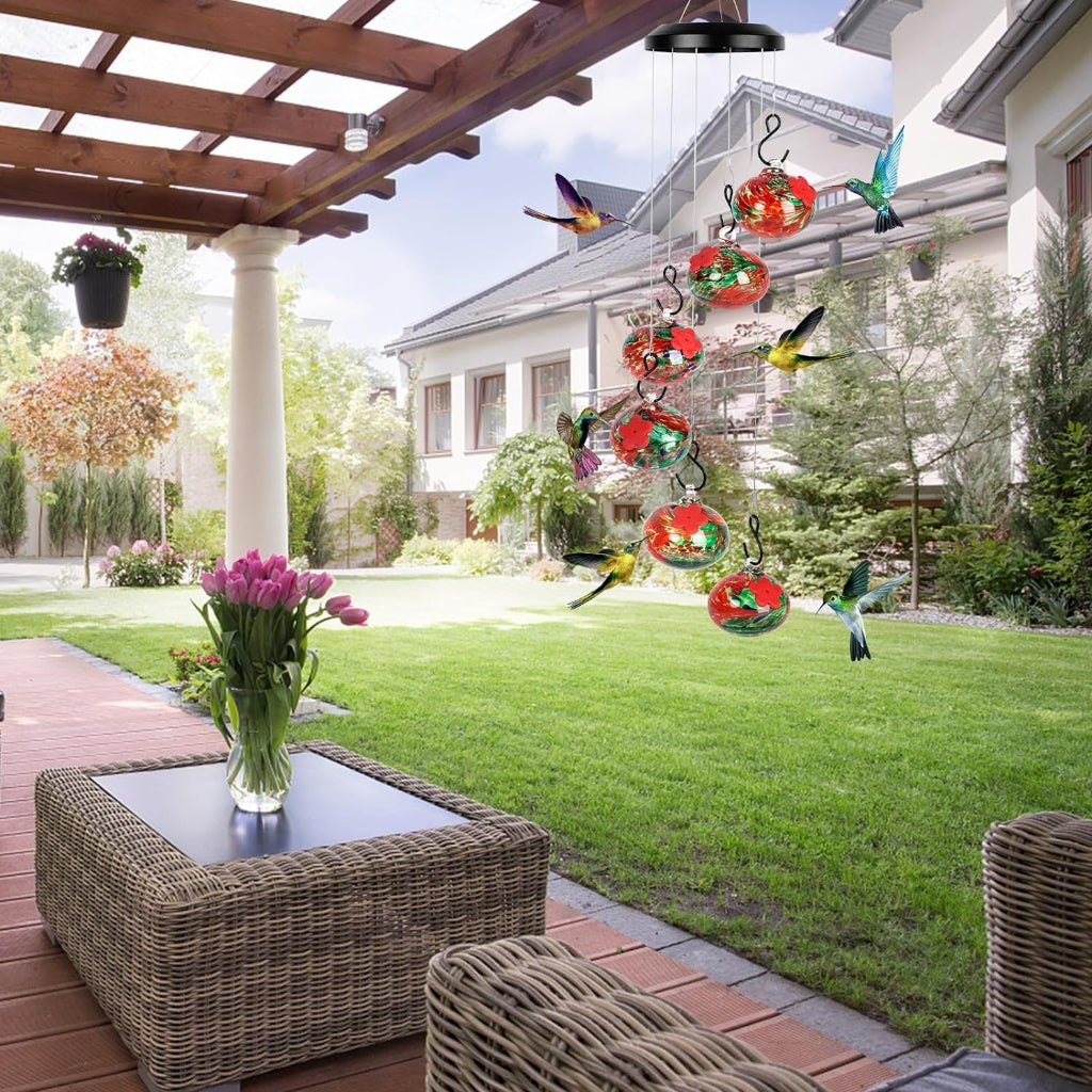 Glass Hummingbird Feeder | Hanging Wind Chime · Homefinn