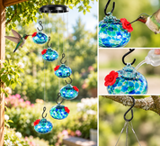 Glass Hummingbird Feeder | Hanging Wind Chime - Homefinn