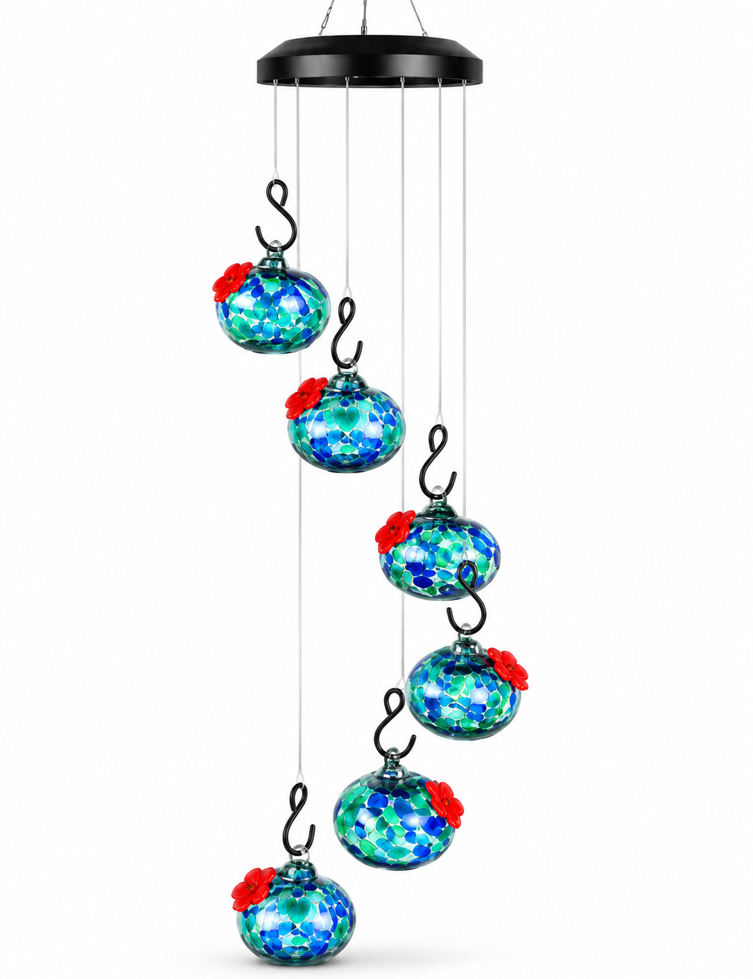 Glass Hummingbird Feeder | Hanging Wind Chime - Homefinn