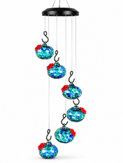Glass Hummingbird Feeder | Hanging Wind Chime - Homefinn