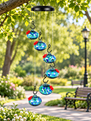 Glass Hummingbird Feeder | Hanging Wind Chime - Homefinn