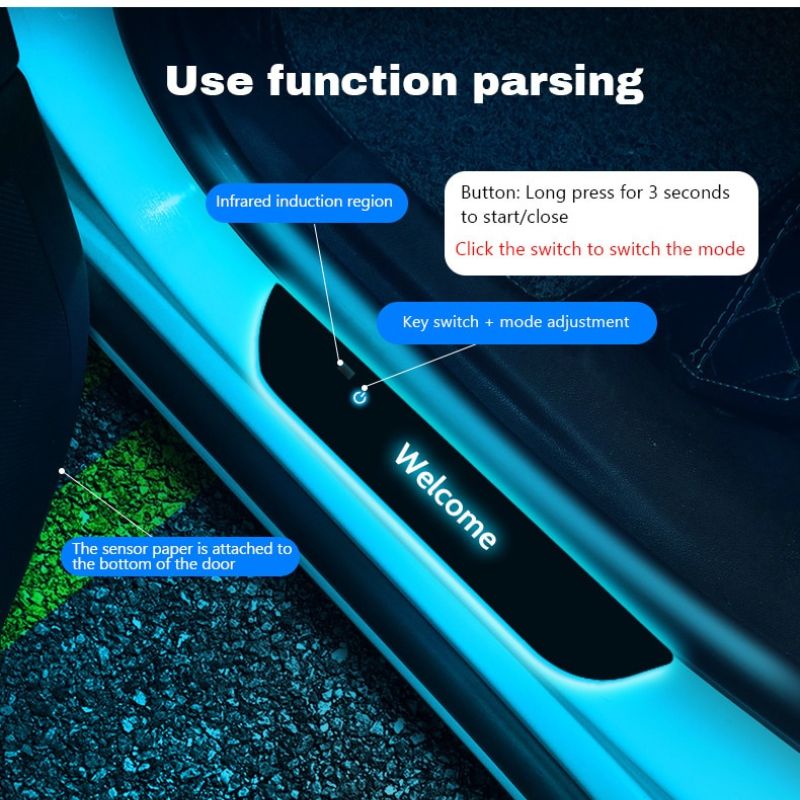 LED Car Door Sill Plate | USB Rechargeable · Homefinn