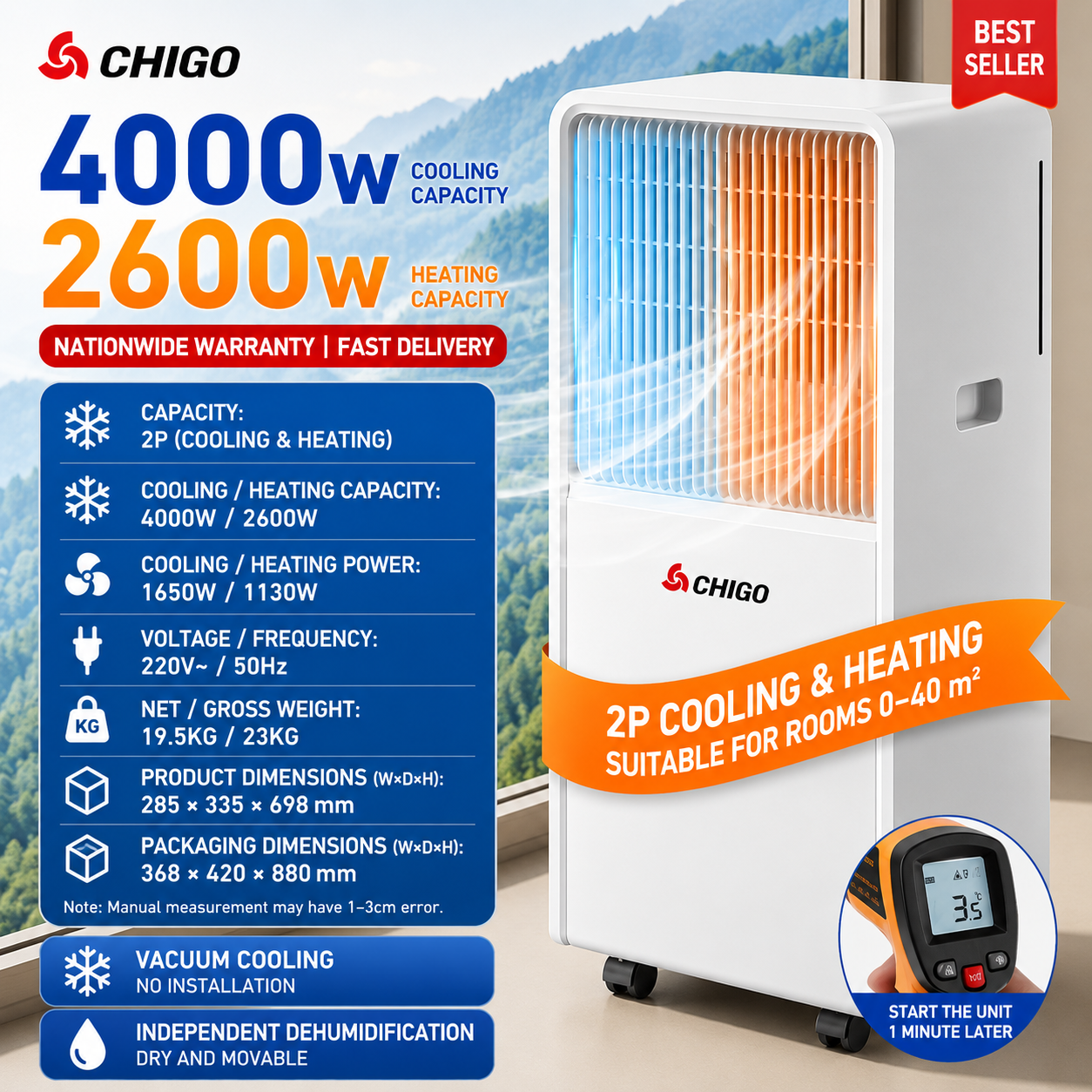 Mini Portable Air Conditioner | Cooling Heating Mobile Unit • Homefinn