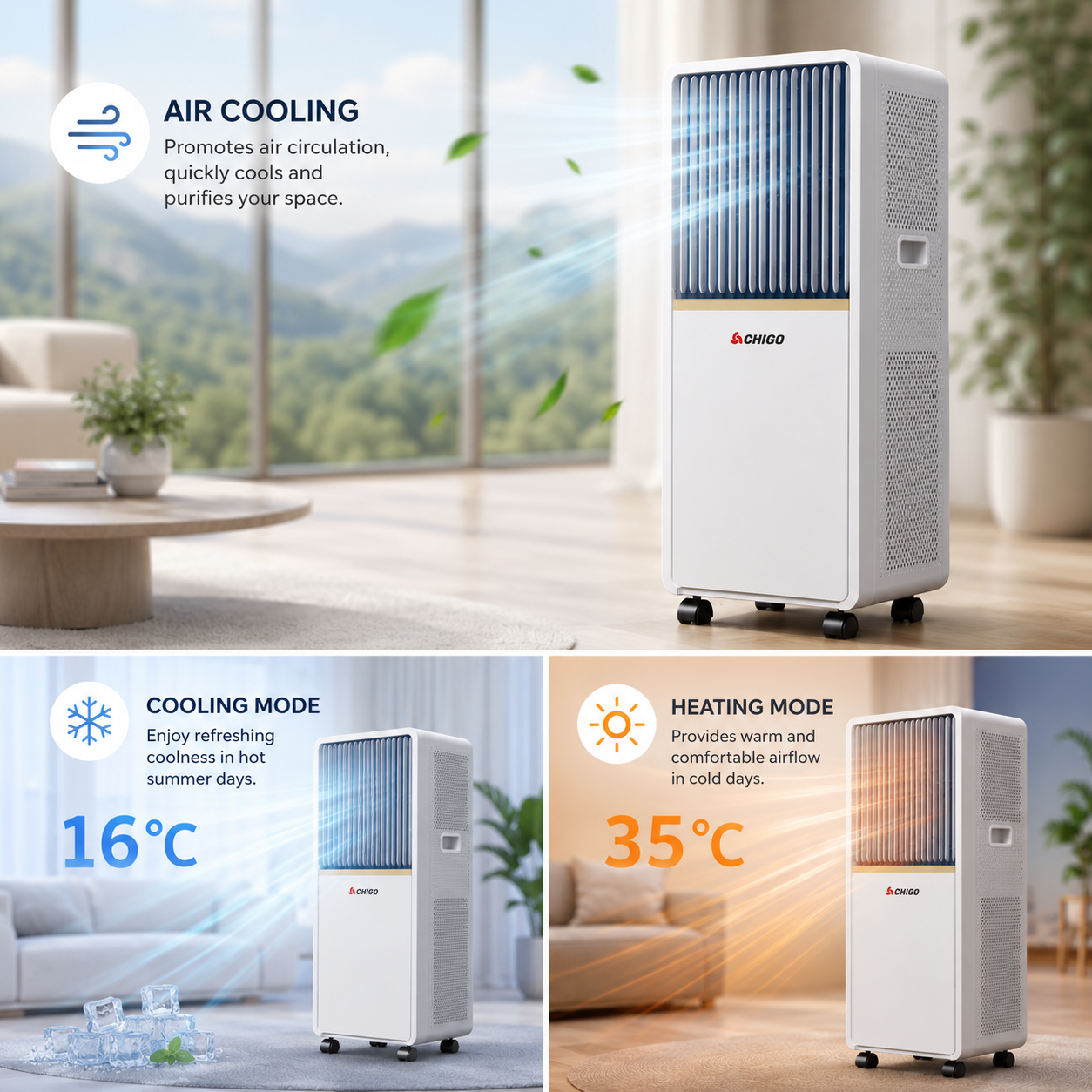 Mini Portable Air Conditioner | Cooling Heating Mobile Unit • Homefinn