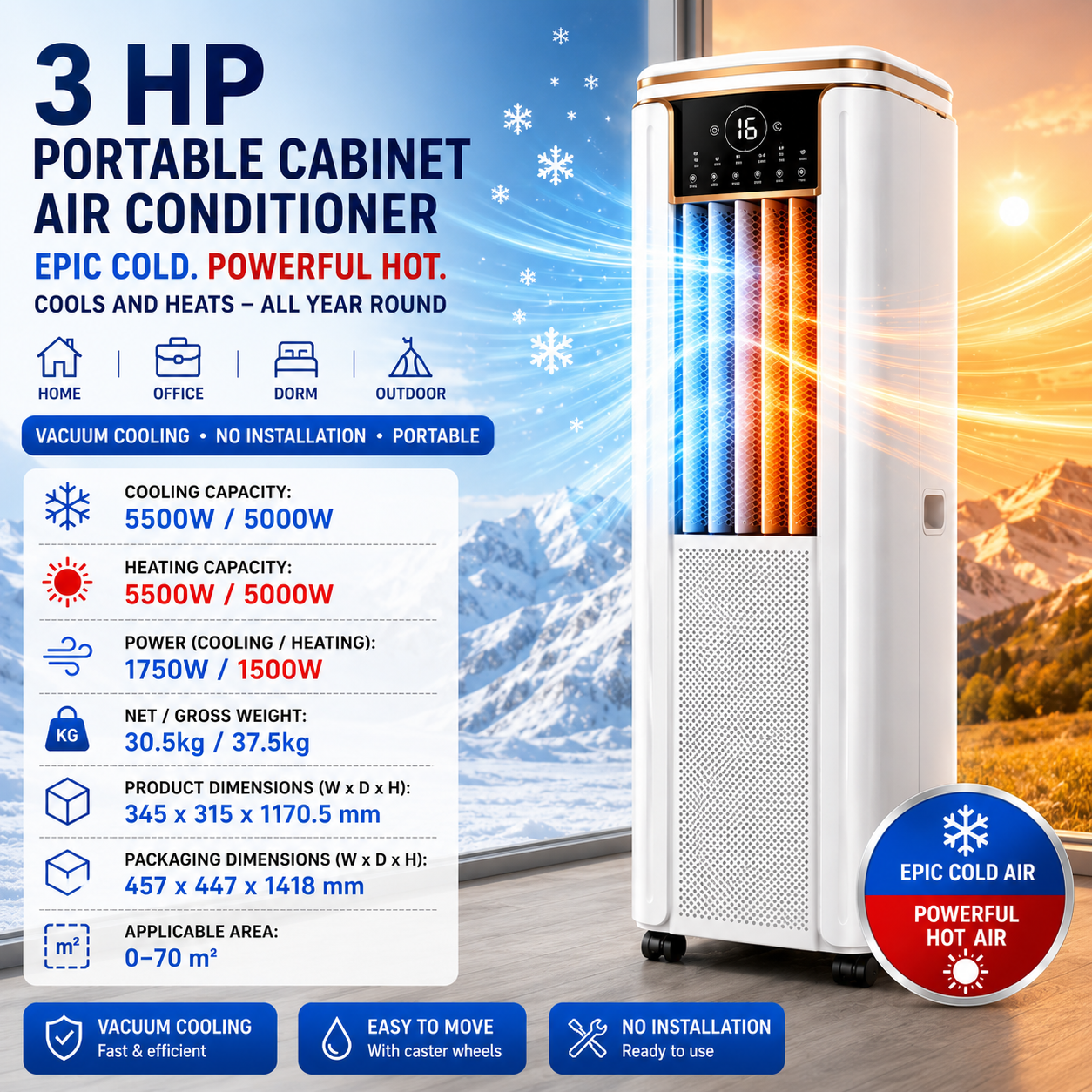 Mini Portable Air Conditioner | Cooling Heating Mobile Unit • Homefinn