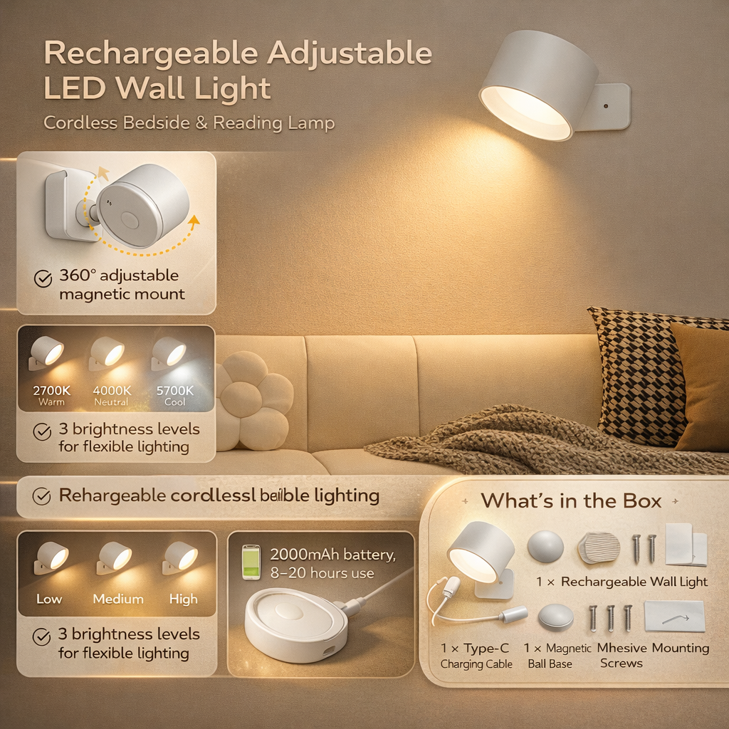 Modern Wall Light | Rechargeable LED · Homefinn