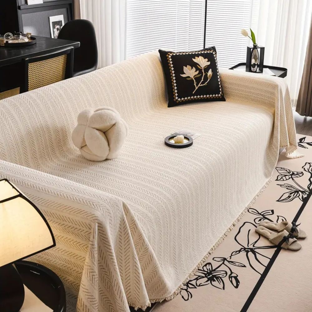 Nordic Sofa Cover | Tasselled Edge · Homefinn