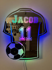 Personalised Football Jersey Mirror | LED Light · Homefinn