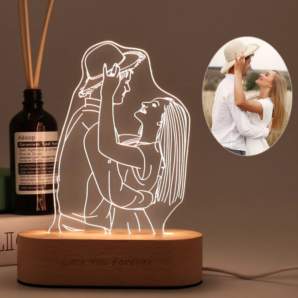 Personalised Photo Night Light | LED Engraved · Homefinn