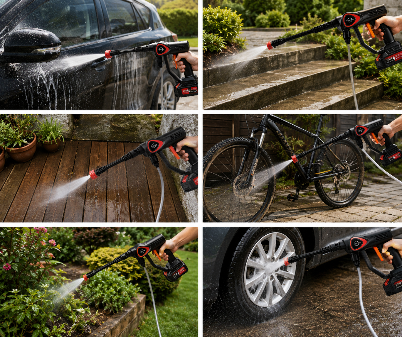 Portable Cordless Power Washer | Battery Operated Handheld Car Wash Gun • Homefinn