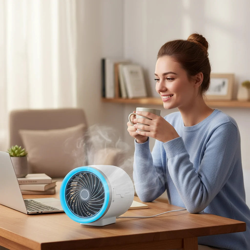 Portable Desk Fan | LED Light · Homefinn