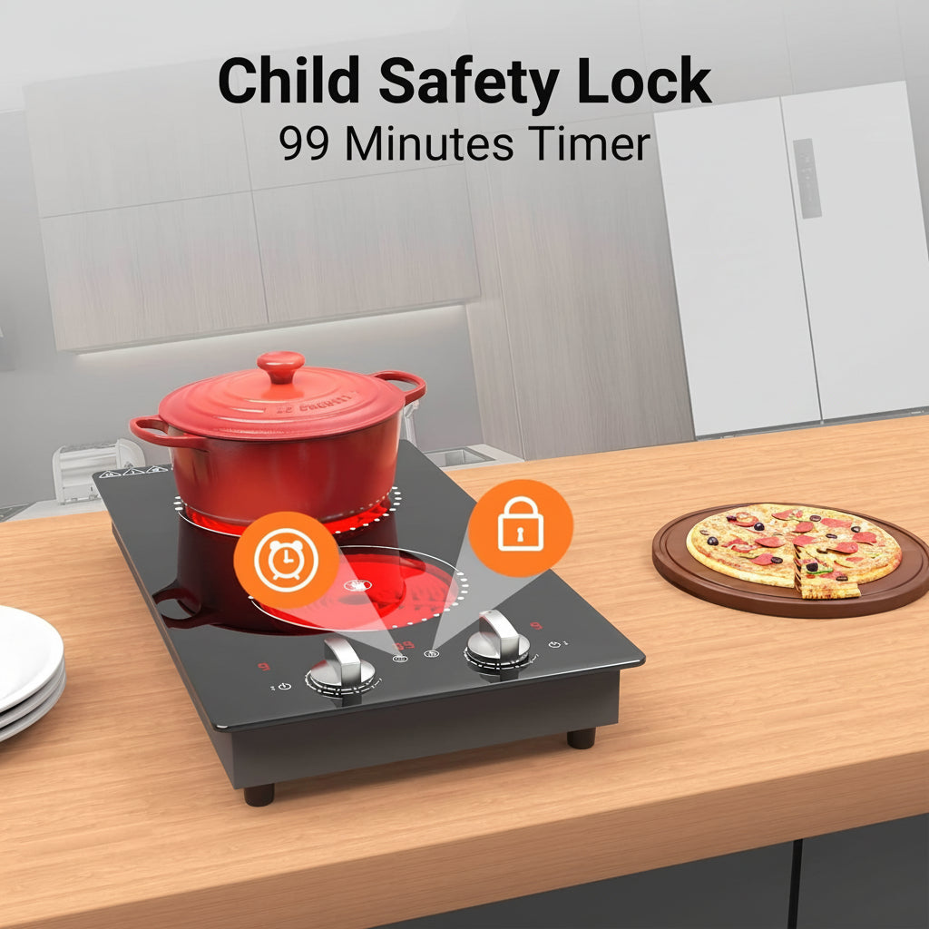 Portable Electric Cooktop | Double Burner · Homefinn