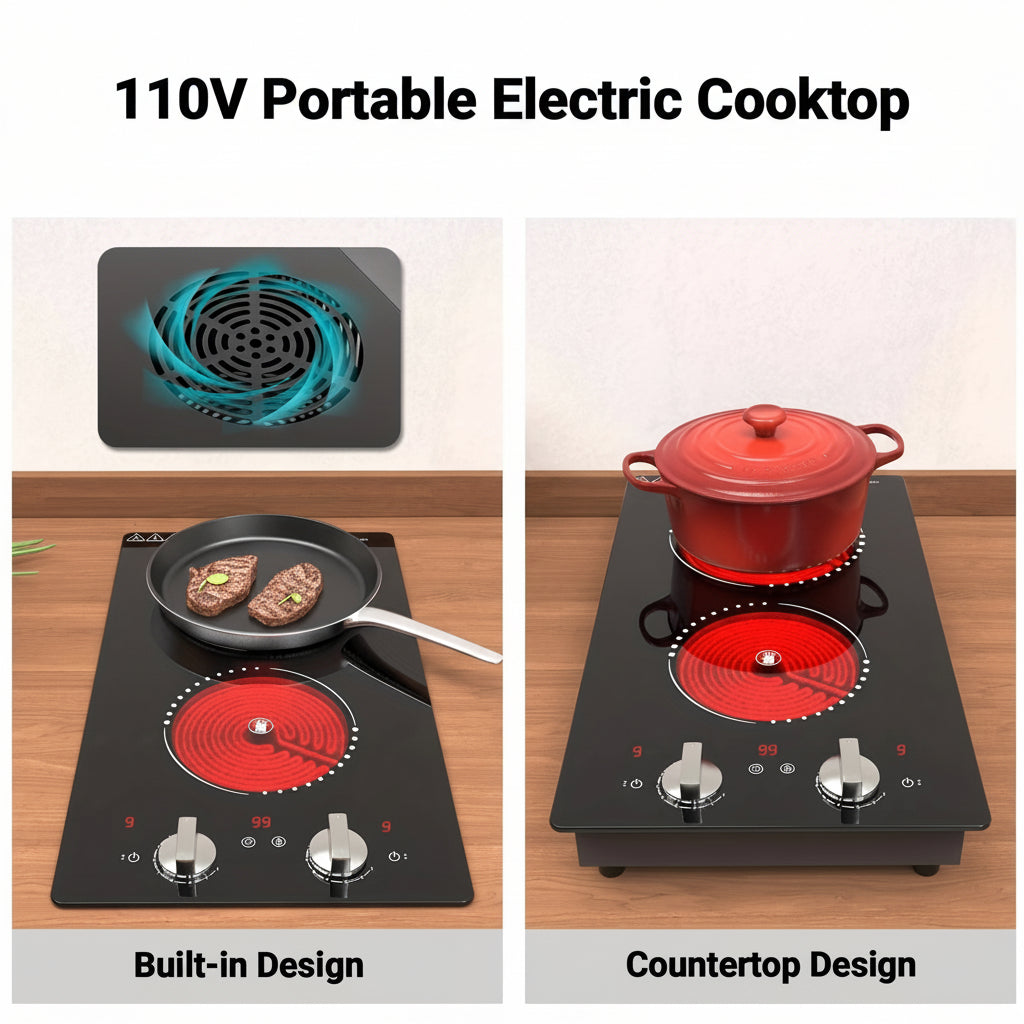 Portable Electric Cooktop | Double Burner · Homefinn