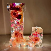 Resin Letter Night Light | LED Pressed Flowers · Homefinn