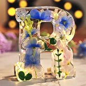 Resin Letter Night Light | LED Pressed Flowers · Homefinn
