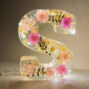 Resin Letter Night Light | LED Pressed Flowers · Homefinn