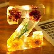 Resin Letter Night Light | LED Pressed Flowers · Homefinn