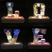 Resin Letter Night Light | LED Pressed Flowers · Homefinn