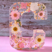Resin Letter Night Light | LED Pressed Flowers · Homefinn