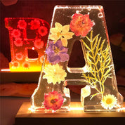 Resin Letter Night Light | LED Pressed Flowers · Homefinn