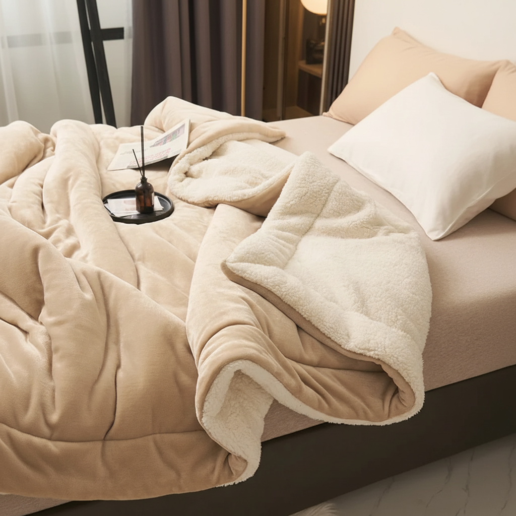 Reversible Throw Blanket | Sherpa Lined · Homefinn