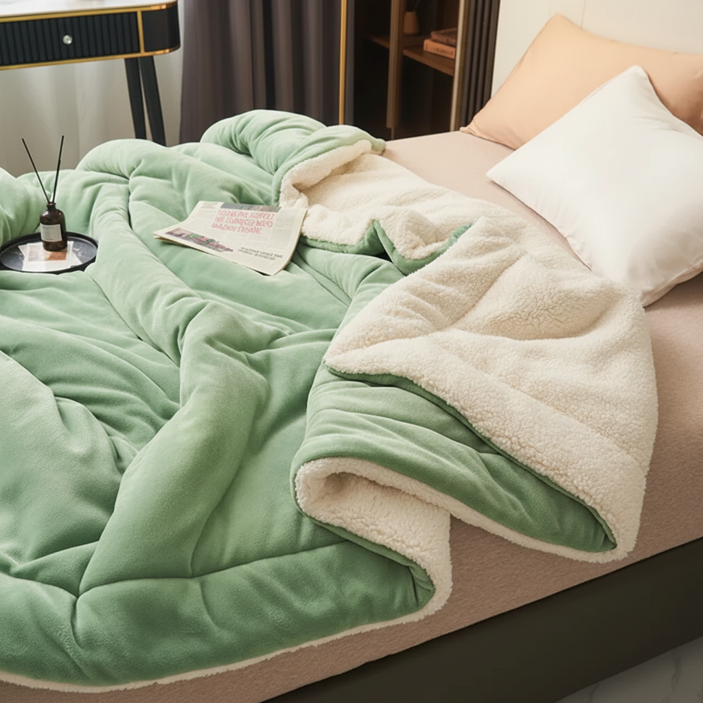 Reversible Throw Blanket | Sherpa Lined · Homefinn
