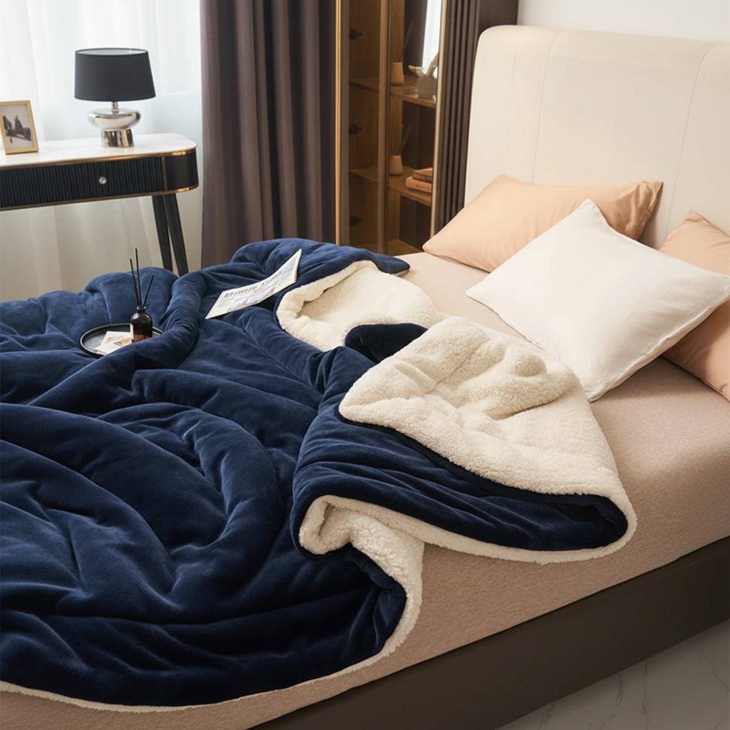 Reversible Throw Blanket | Sherpa Lined · Homefinn