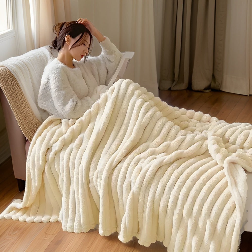 Ribbed Throw Blanket | Textured Stripe · Homefinn