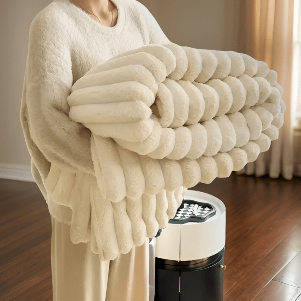 Ribbed Throw Blanket | Textured Stripe · Homefinn