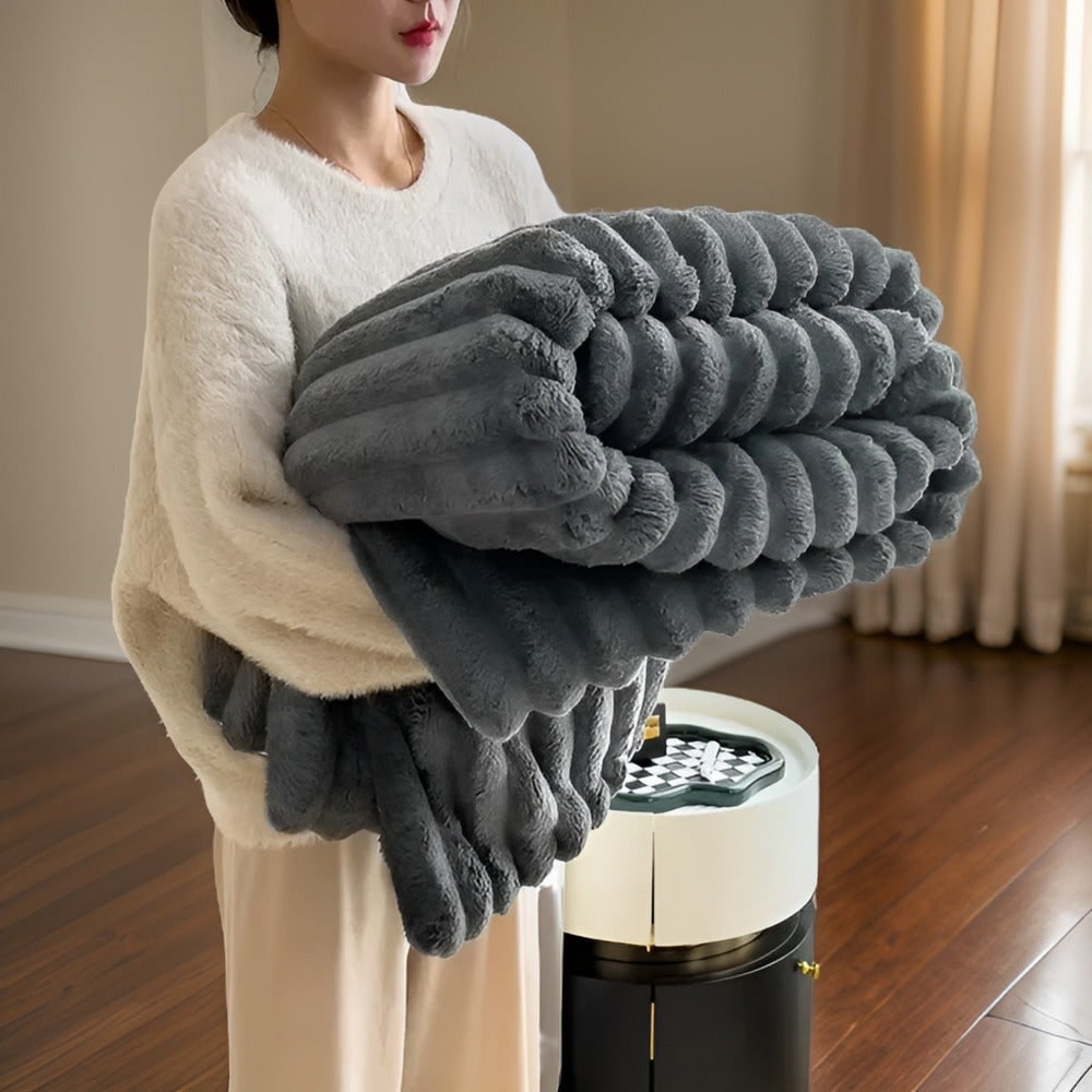 Ribbed Throw Blanket | Textured Stripe · Homefinn