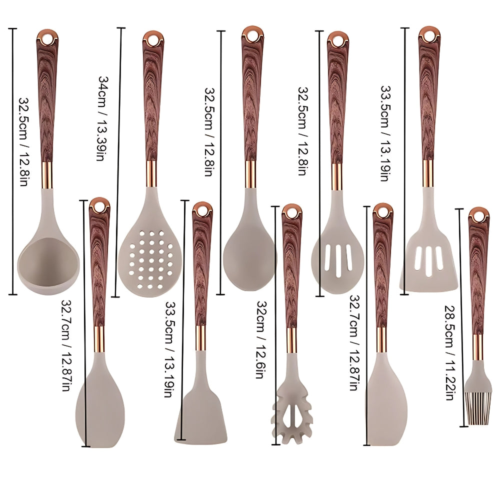 Silicone Kitchen Utensil Set | Wooden Handle · Homefinn