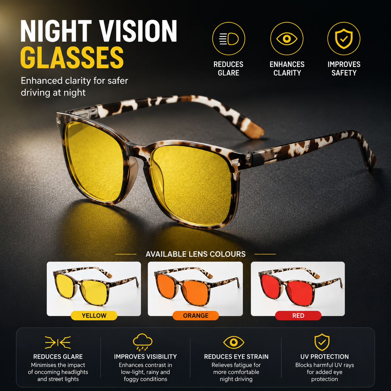 SunSet | Blue Light Blocking Glasses | Night Vision UV Protection • Homefinn