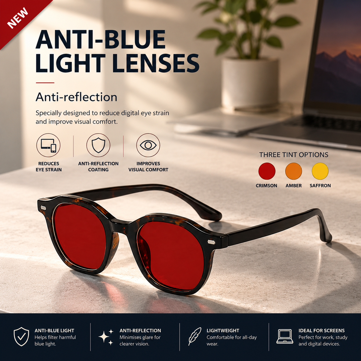 SunSet | Blue Light Blocking Glasses | UV Protection Screen Eyewear • Homefinn