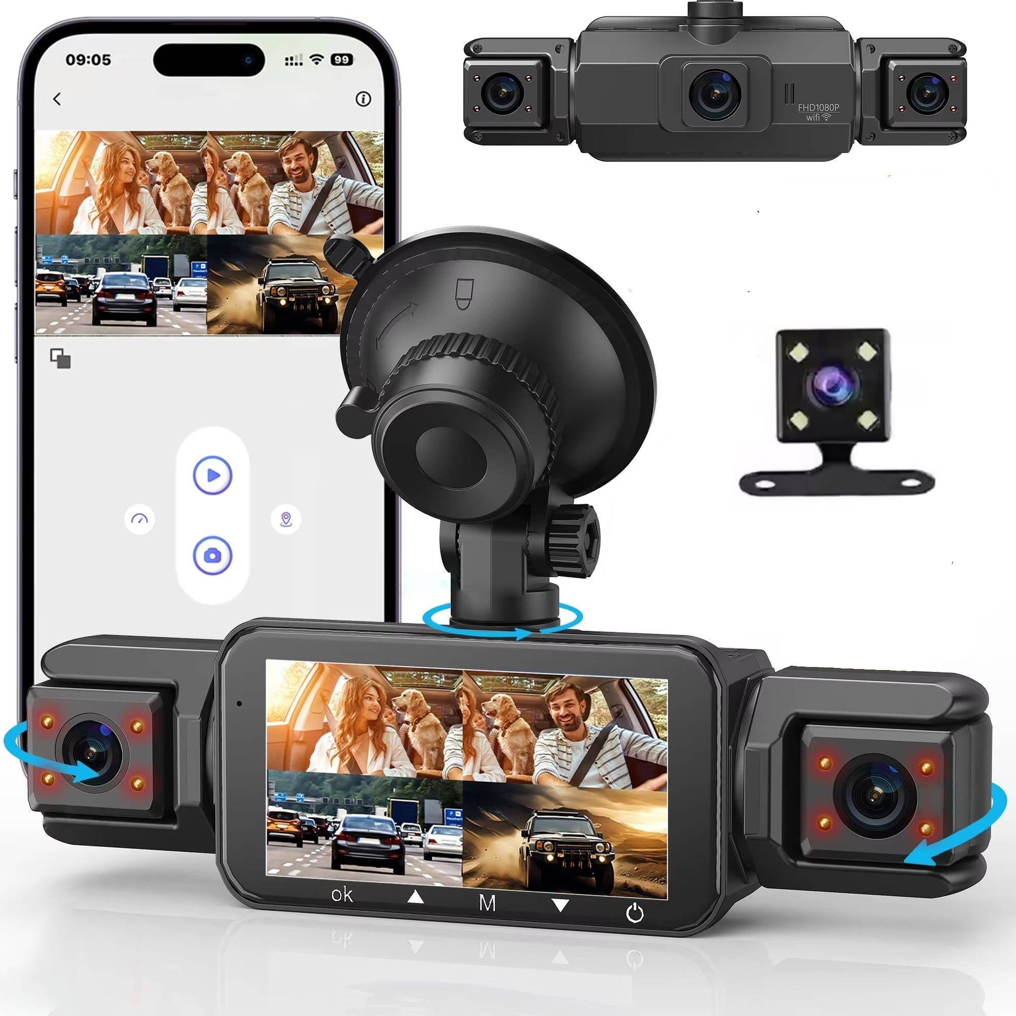 Wireless Dash Cam | Four Camera · Homefinn