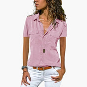 Women Casual Shirt | Short Sleeve Top-Women Shirt-Homefinn
