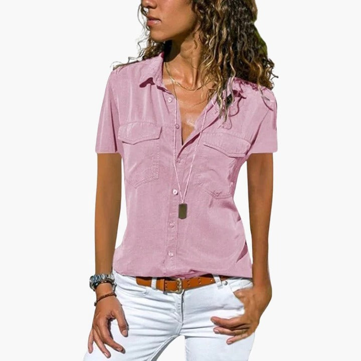Women Casual Shirt | Short Sleeve Top-Women Shirt-Homefinn