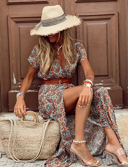 Women Maxi Dress | Dress With Belt-Women Dress-Homefinn